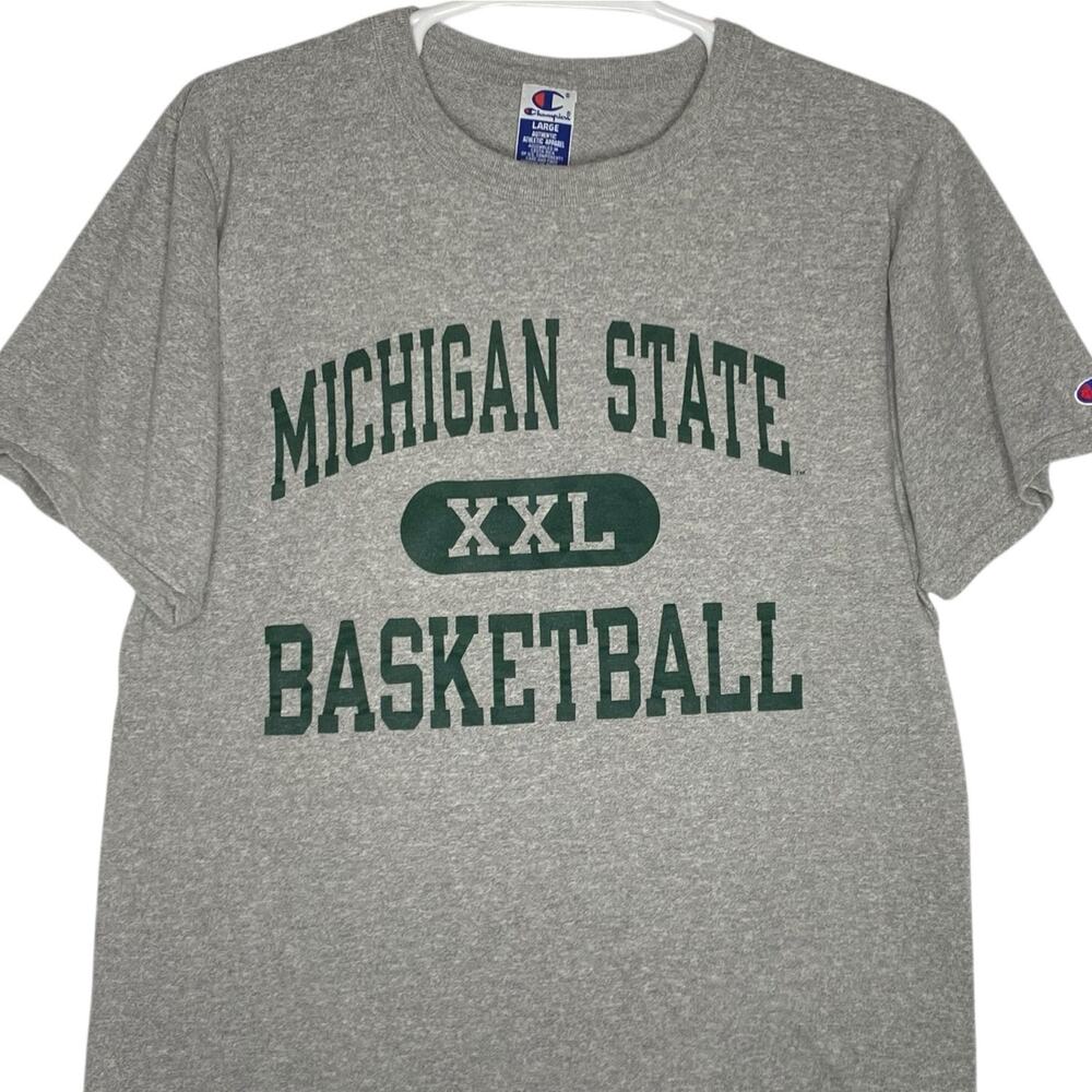 Vtg 90s Michigan State Basketball T-Shirt Gray MSU Spartans Mens Large Champion
